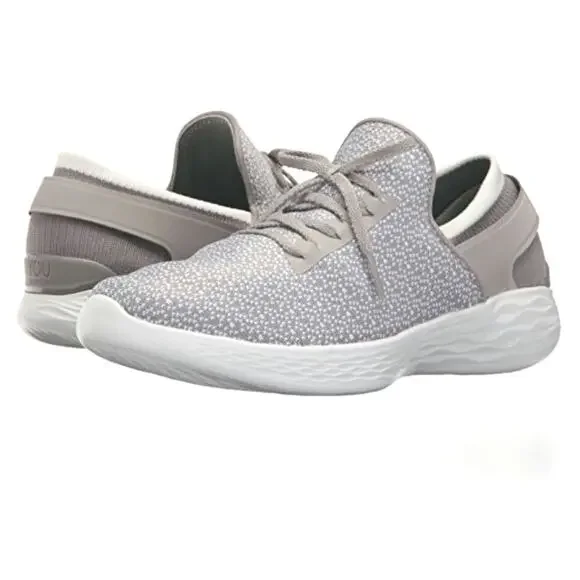 Skechers You Inspire Slip-On Walking Shoe Sneaker Womens 8.5 Gray Faux Lace Up - Picture 14 of 15